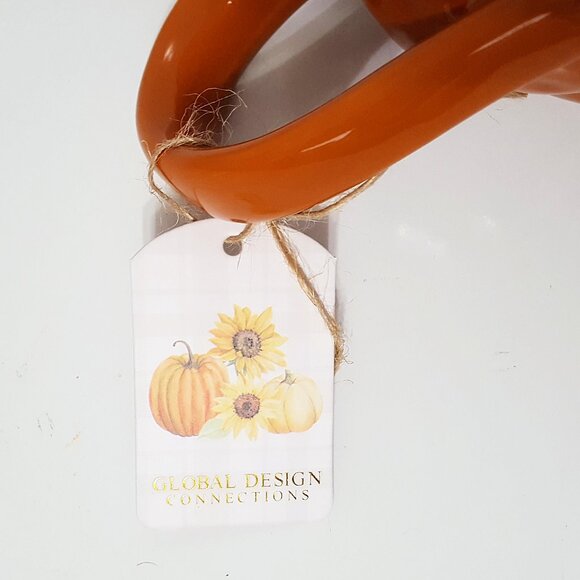 NEW Global Designs Orange Pumpkin Shaped Gravy Boat 27 OZ Stoneware - Picture 7 of 8